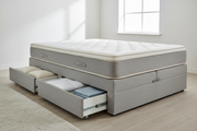 This divan bed features two spacious drawers positioned on the same side, offering convenient storage without compromising floor space. Ideal for bedrooms where accessibility matters, the dual-drawer configuration provides ample room for bedding, pillows, and seasonal items whilst maintaining a streamlined footprint. Built with sturdy construction and smooth-gliding mechanisms, these integrated storage solutions maximise functionality. The divan base delivers reliable support and comfort, making this bed a 