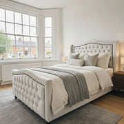 White crushed velvet bed frame