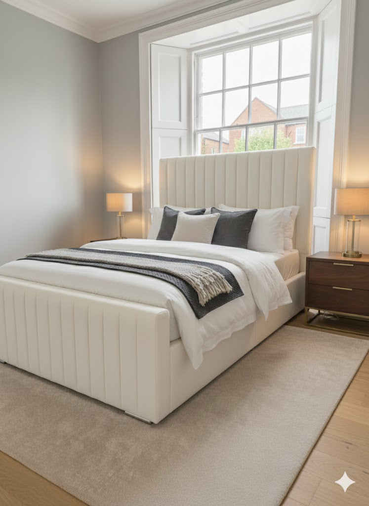 Plush Velvet Frame bed - 54" Inches Extra Padding Line Headboard and Footboard