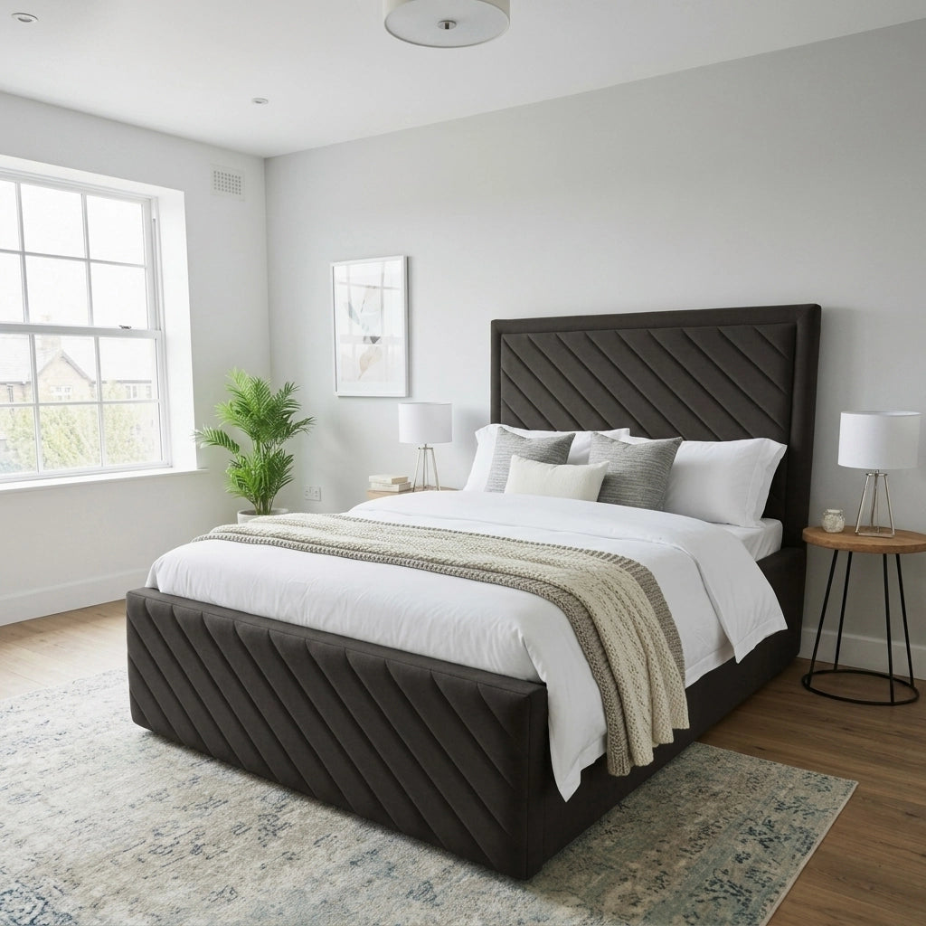 Windsor high side bed frame with footboard in Charcoal