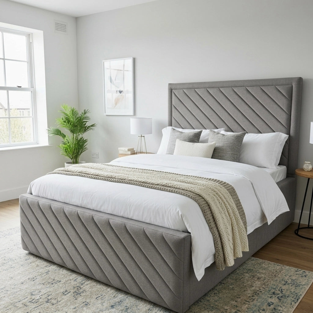 Windsor high side bed frame with footboard in Grey