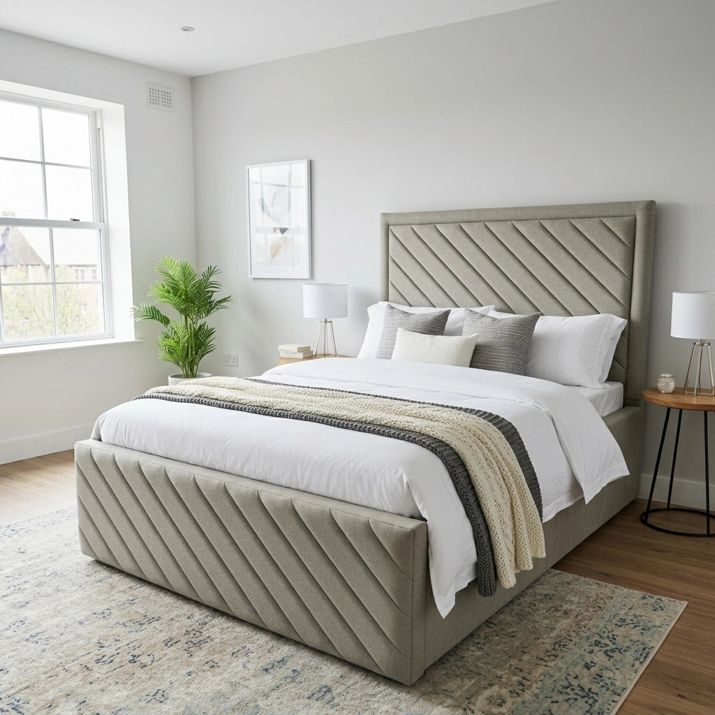 Windsor high side bed frame with footboard in Mink