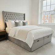 Wing Chesterfield ottoman bed in Plush Steel